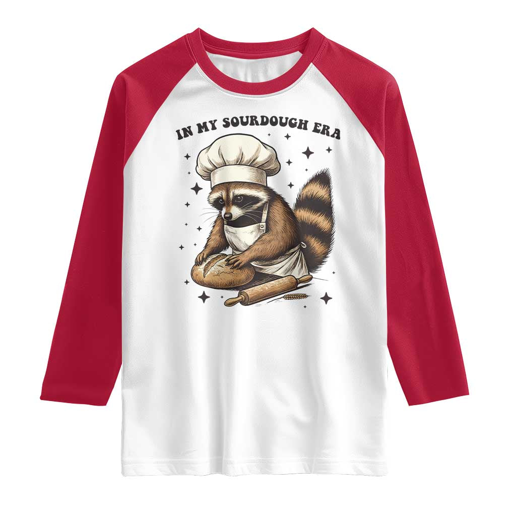 In My Sourdough Era Raglan Shirt Funny Raccoon Baker - Wonder Print Shop