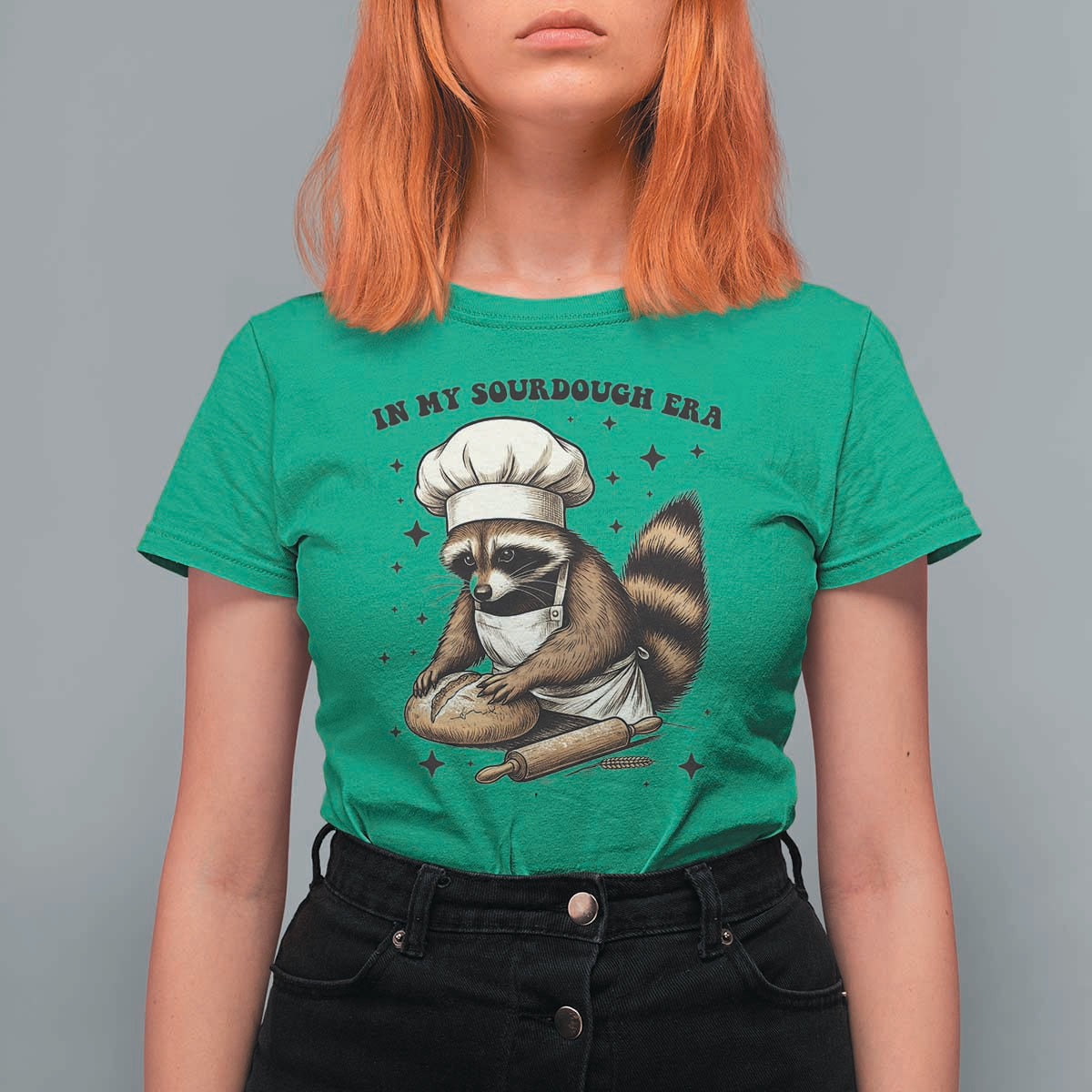 In My Sourdough Era T Shirt For Women Funny Raccoon Baker - Wonder Print Shop