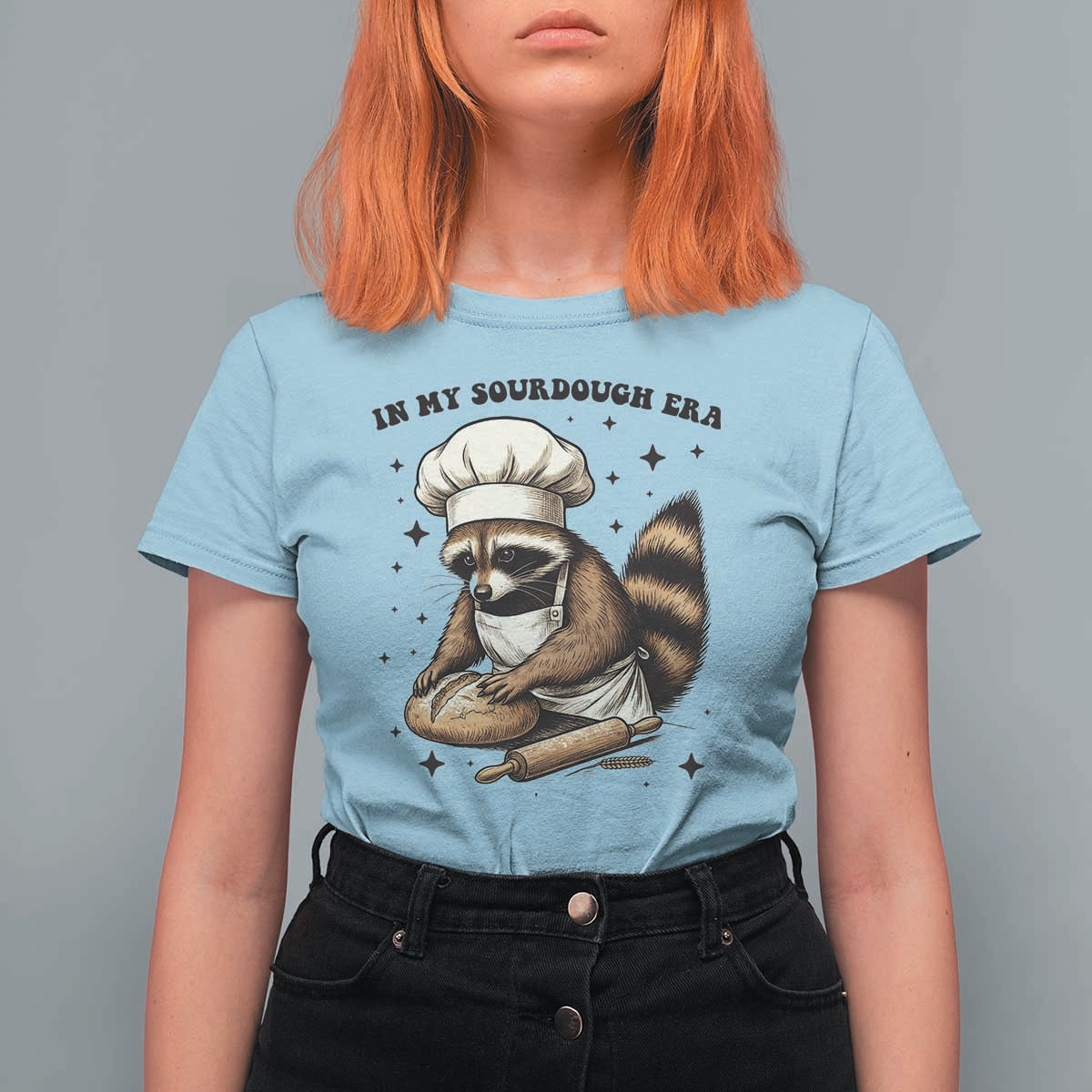 In My Sourdough Era T Shirt For Women Funny Raccoon Baker - Wonder Print Shop