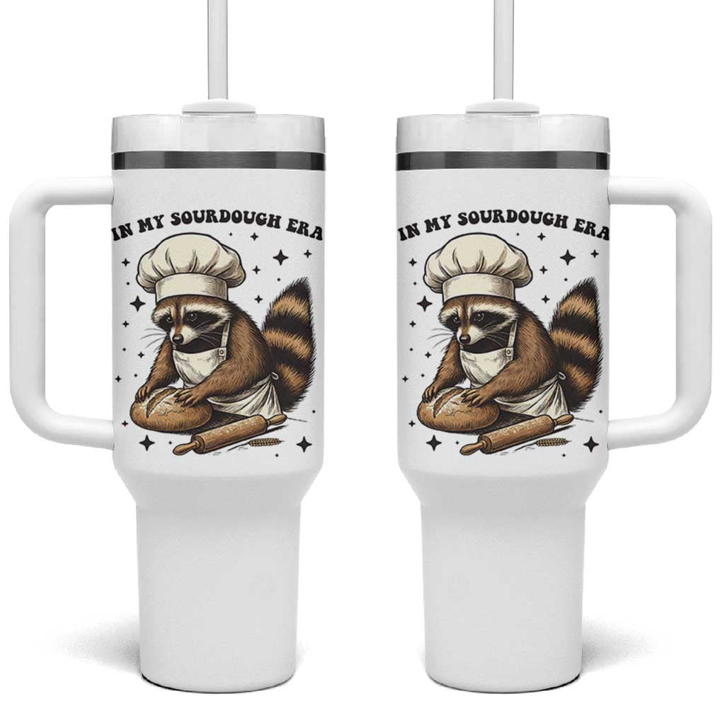 In My Sourdough Era Tumbler With Handle Funny Raccoon Baker - Wonder Print Shop