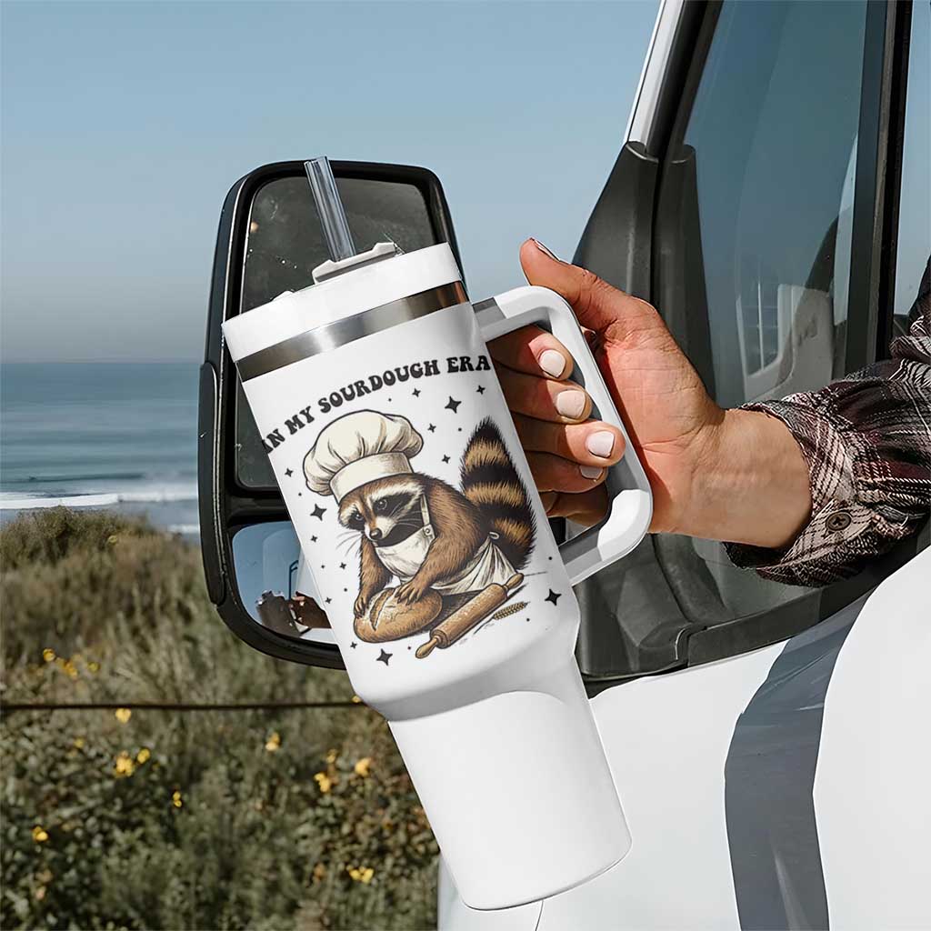 In My Sourdough Era Tumbler With Handle Funny Raccoon Baker - Wonder Print Shop