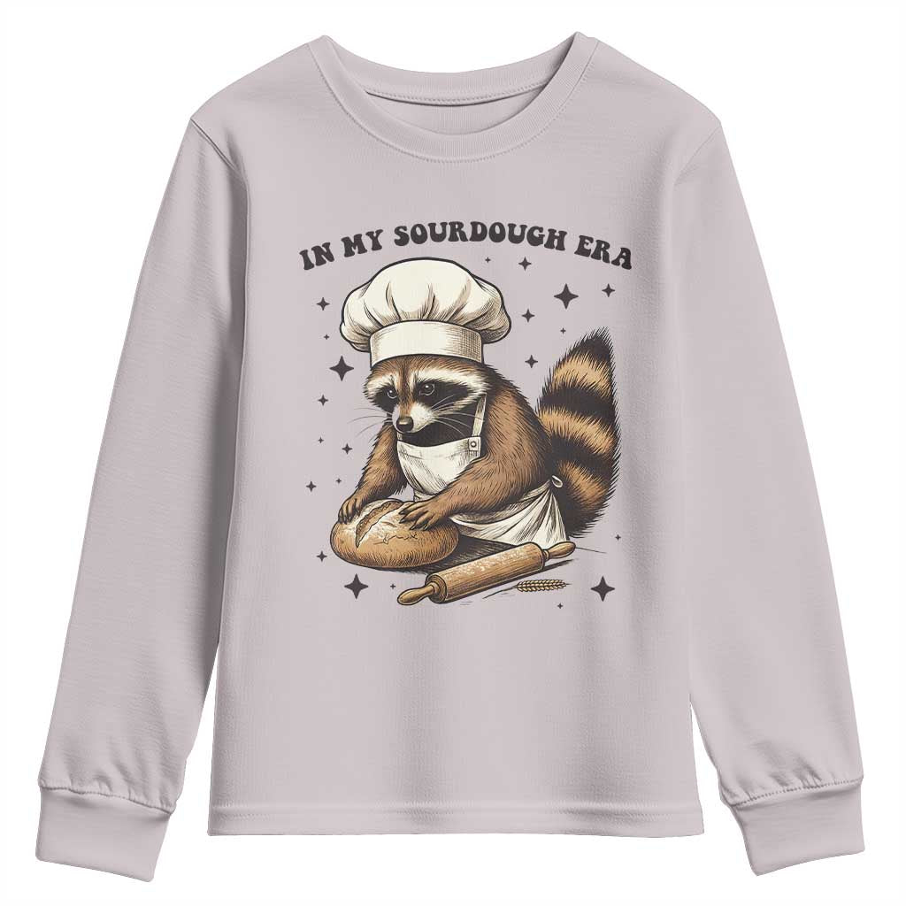 In My Sourdough Era Youth Sweatshirt Funny Raccoon Baker - Wonder Print Shop