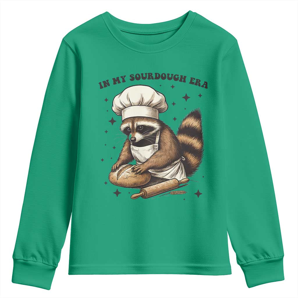 In My Sourdough Era Youth Sweatshirt Funny Raccoon Baker - Wonder Print Shop