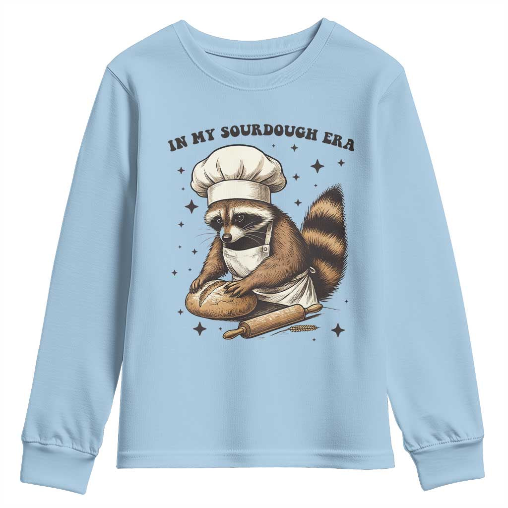 In My Sourdough Era Youth Sweatshirt Funny Raccoon Baker - Wonder Print Shop