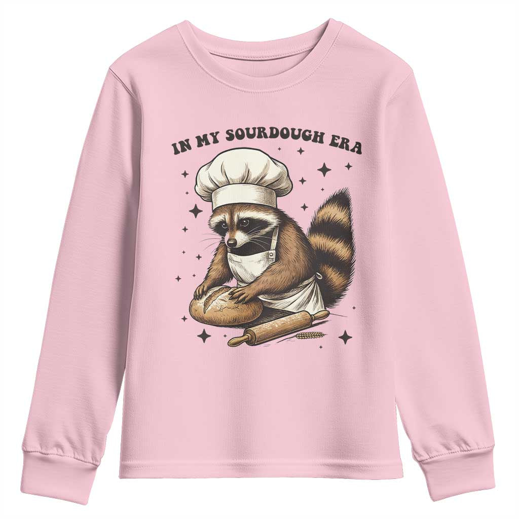 In My Sourdough Era Youth Sweatshirt Funny Raccoon Baker - Wonder Print Shop