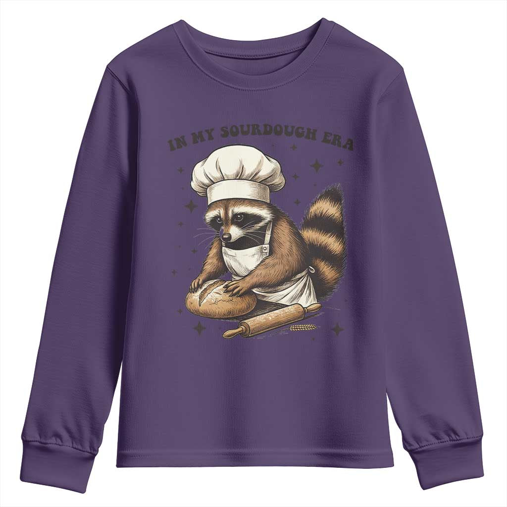 In My Sourdough Era Youth Sweatshirt Funny Raccoon Baker - Wonder Print Shop
