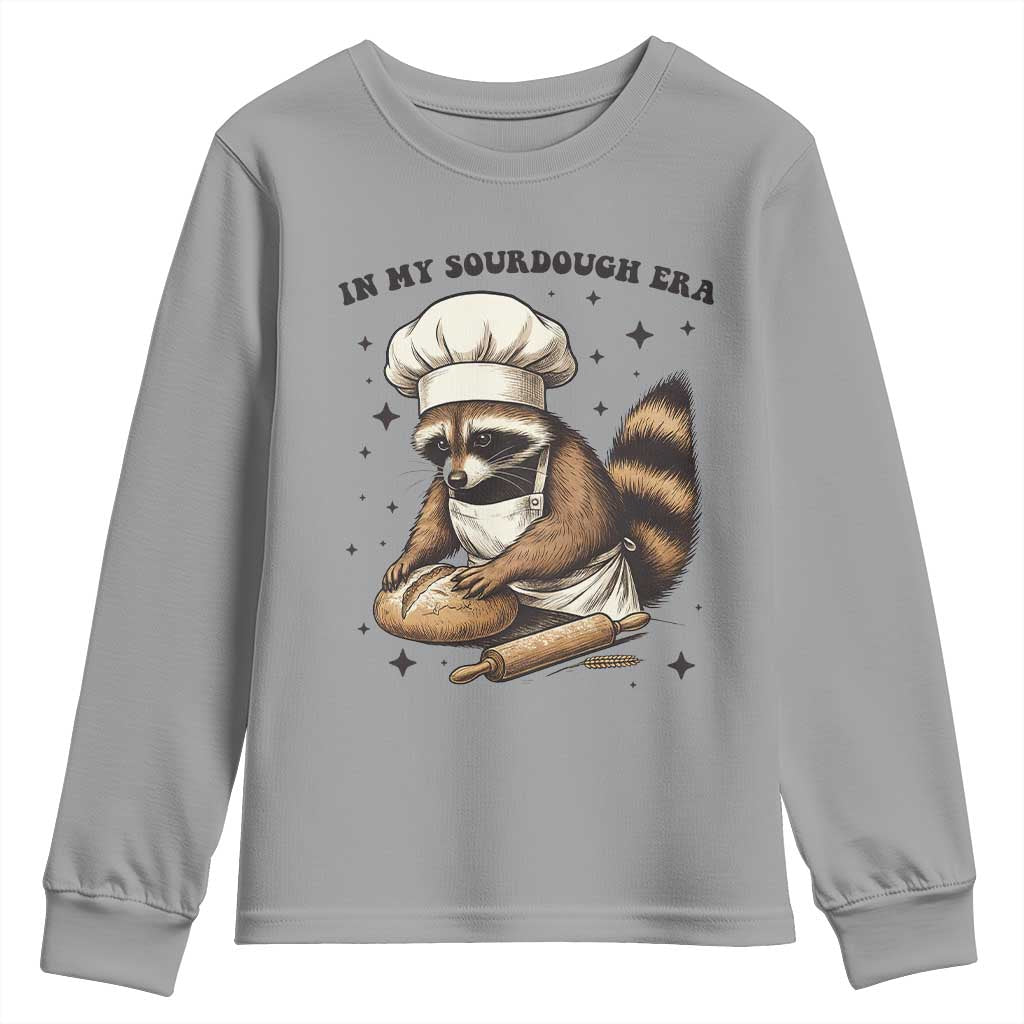 In My Sourdough Era Youth Sweatshirt Funny Raccoon Baker - Wonder Print Shop