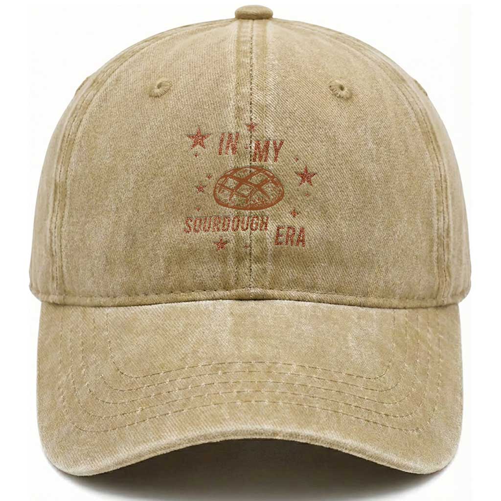 In My Sourdough Era Washed Cotton Baseball Cap Funny Baking Bread Lover