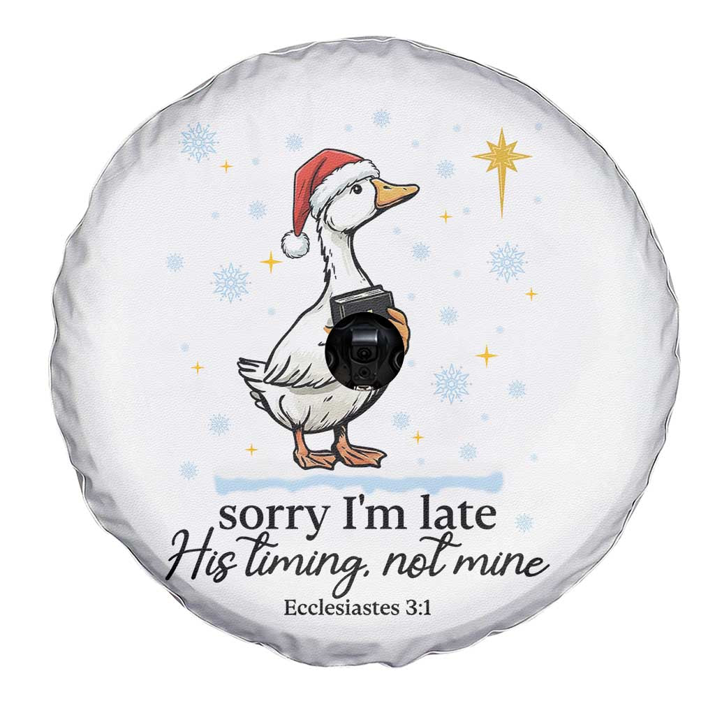 Christian Goose Spare Tire Cover Sorry I Am Late His Timing Not Mine - Wonder Print Shop