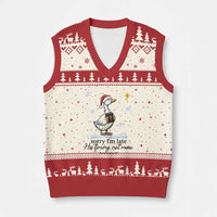 Christian Goose V-Neck Knit Sweater Vest Sorry I Am Late His Timing Not Mine - Wonder Print Shop
