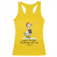 Christian Goose Racerback Tank Top Sorry I Am Late His Timing Not Mine - Wonder Print Shop