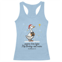 Christian Goose Racerback Tank Top Sorry I Am Late His Timing Not Mine - Wonder Print Shop