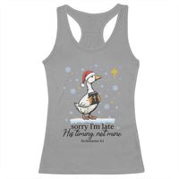 Christian Goose Racerback Tank Top Sorry I Am Late His Timing Not Mine - Wonder Print Shop
