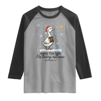 Christian Goose Raglan Shirt Sorry I Am Late His Timing Not Mine - Wonder Print Shop