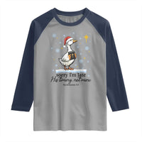 Christian Goose Raglan Shirt Sorry I Am Late His Timing Not Mine - Wonder Print Shop