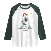 Christian Goose Raglan Shirt Sorry I Am Late His Timing Not Mine - Wonder Print Shop