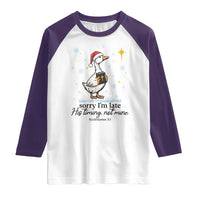 Christian Goose Raglan Shirt Sorry I Am Late His Timing Not Mine - Wonder Print Shop