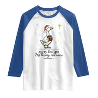 Christian Goose Raglan Shirt Sorry I Am Late His Timing Not Mine - Wonder Print Shop