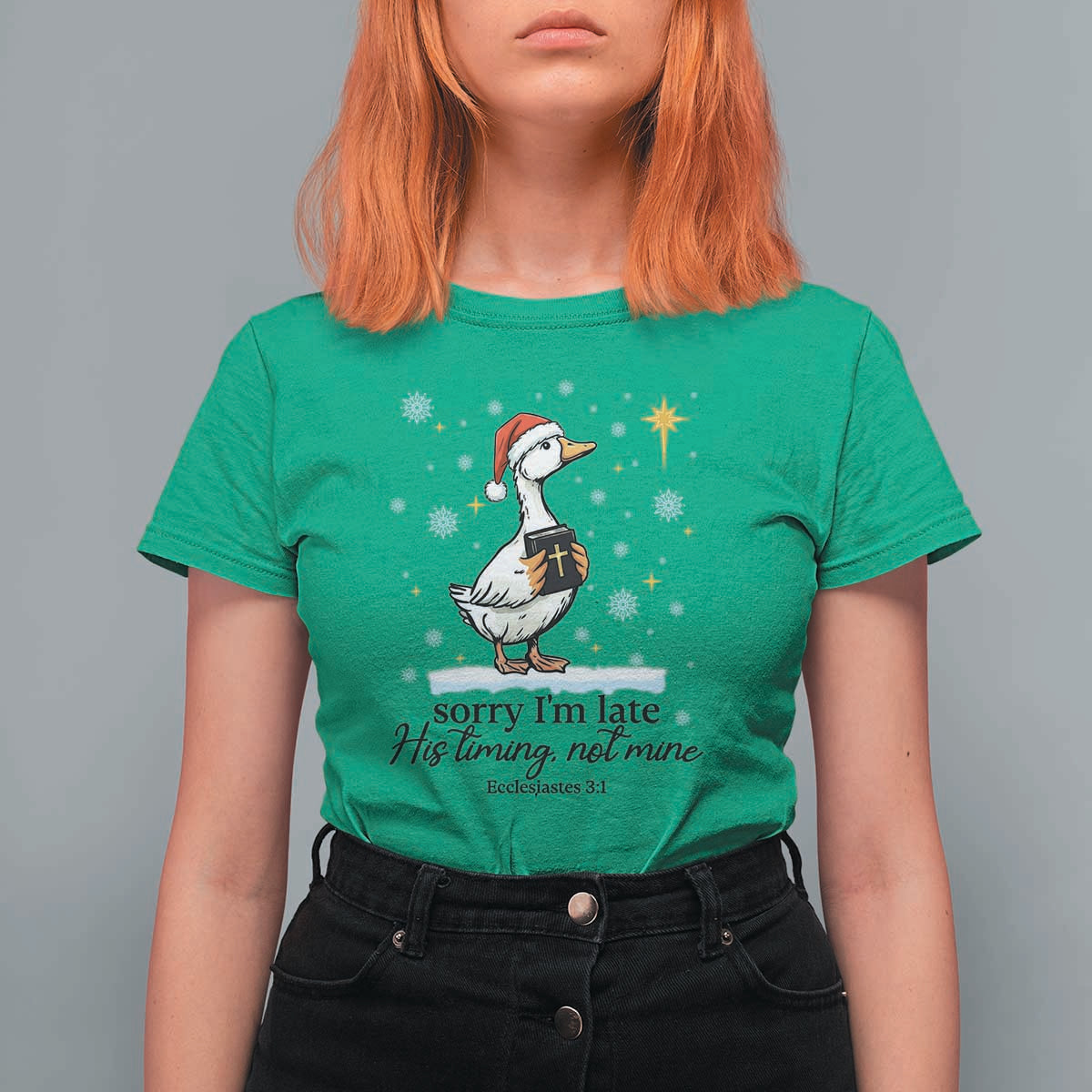 Christian Goose T Shirt For Women Sorry I Am Late His Timing Not Mine - Wonder Print Shop