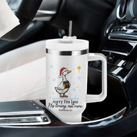 Christian Goose Tumbler With Handle Sorry I Am Late His Timing Not Mine - Wonder Print Shop