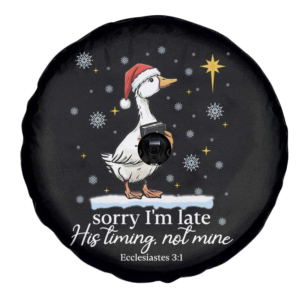 Christian Silly Goose Spare Tire Cover Sorry I Am Late His Timing Not Mine - Wonder Print Shop