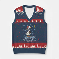Christian Silly Goose V-Neck Knit Sweater Vest Sorry I Am Late His Timing Not Mine - Wonder Print Shop