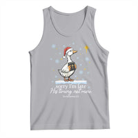 Christian Silly Goose Tank Top Sorry I Am Late His Timing Not Mine - Wonder Print Shop