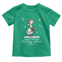 Christian Silly Goose Toddler T Shirt Sorry I Am Late His Timing Not Mine - Wonder Print Shop