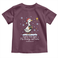 Christian Silly Goose Toddler T Shirt Sorry I Am Late His Timing Not Mine - Wonder Print Shop
