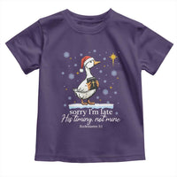 Christian Silly Goose Toddler T Shirt Sorry I Am Late His Timing Not Mine - Wonder Print Shop