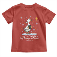 Christian Silly Goose Toddler T Shirt Sorry I Am Late His Timing Not Mine - Wonder Print Shop