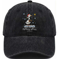 Christian Silly Goose Washed Cotton Baseball Cap Sorry I Am Late His Timing Not Mine