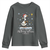 Christian Silly Goose Youth Sweatshirt Sorry I Am Late His Timing Not Mine - Wonder Print Shop