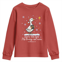 Christian Silly Goose Youth Sweatshirt Sorry I Am Late His Timing Not Mine - Wonder Print Shop