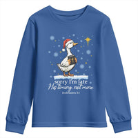 Christian Silly Goose Youth Sweatshirt Sorry I Am Late His Timing Not Mine - Wonder Print Shop