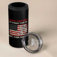 Teach Your Kids To Change Their Oil Not Their Gender 4 in 1 Can Cooler Tumbler Mechanic Flag American Patriotic Flag Funny Mechanic Dad Political Satire Humor - Wonder Print Shop