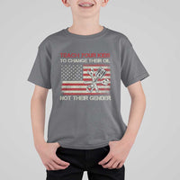 Teach Your Kids To Change Their Oil Not Their Gender T Shirt For Kid Mechanic Flag American Patriotic Flag Funny Mechanic Dad Political Satire Humor - Wonder Print Shop