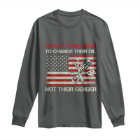 Teach Your Kids To Change Their Oil Not Their Gender Long Sleeve Shirt Mechanic Flag American Patriotic Flag Funny Mechanic Dad Political Satire Humor - Wonder Print Shop