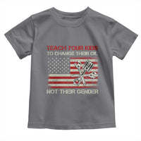 Teach Your Kids To Change Their Oil Not Their Gender Toddler T Shirt Mechanic Flag American Patriotic Flag Funny Mechanic Dad Political Satire Humor - Wonder Print Shop