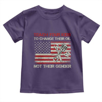 Teach Your Kids To Change Their Oil Not Their Gender Toddler T Shirt Mechanic Flag American Patriotic Flag Funny Mechanic Dad Political Satire Humor - Wonder Print Shop