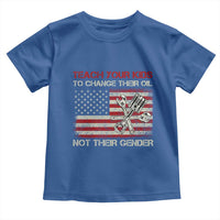 Teach Your Kids To Change Their Oil Not Their Gender Toddler T Shirt Mechanic Flag American Patriotic Flag Funny Mechanic Dad Political Satire Humor - Wonder Print Shop