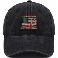 Teach Your Kids To Change Their Oil Not Their Gender Washed Cotton Baseball Cap Mechanic Flag American Patriotic Flag