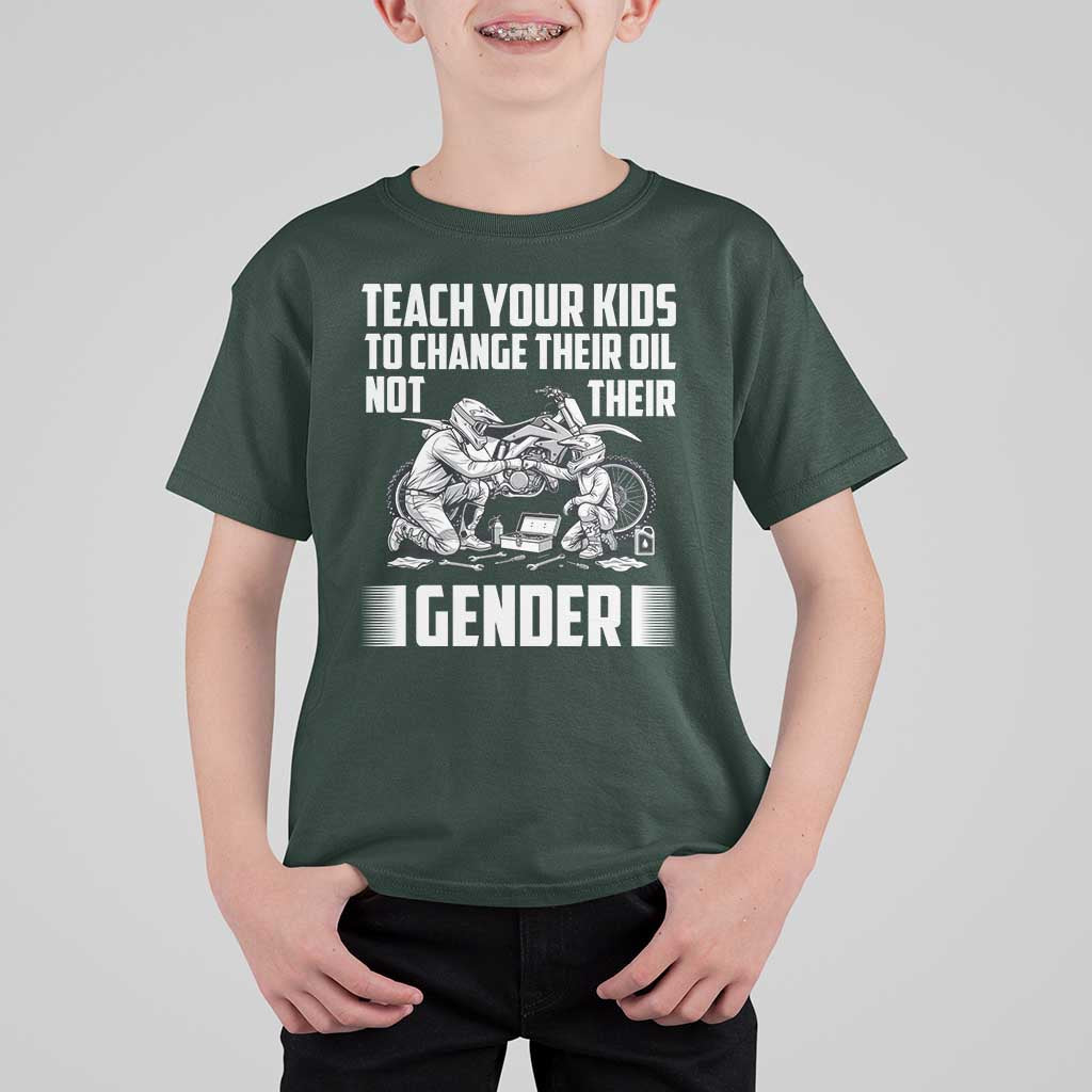 Teach Your Kids To Change Their Oil Not Their Gender T Shirt For Kid Political Satire - Wonder Print Shop