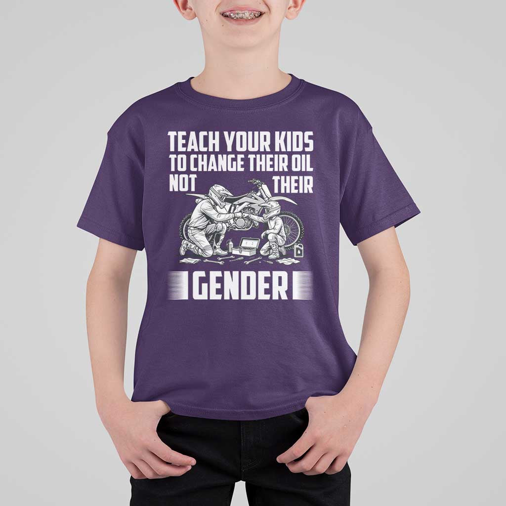 Teach Your Kids To Change Their Oil Not Their Gender T Shirt For Kid Political Satire - Wonder Print Shop