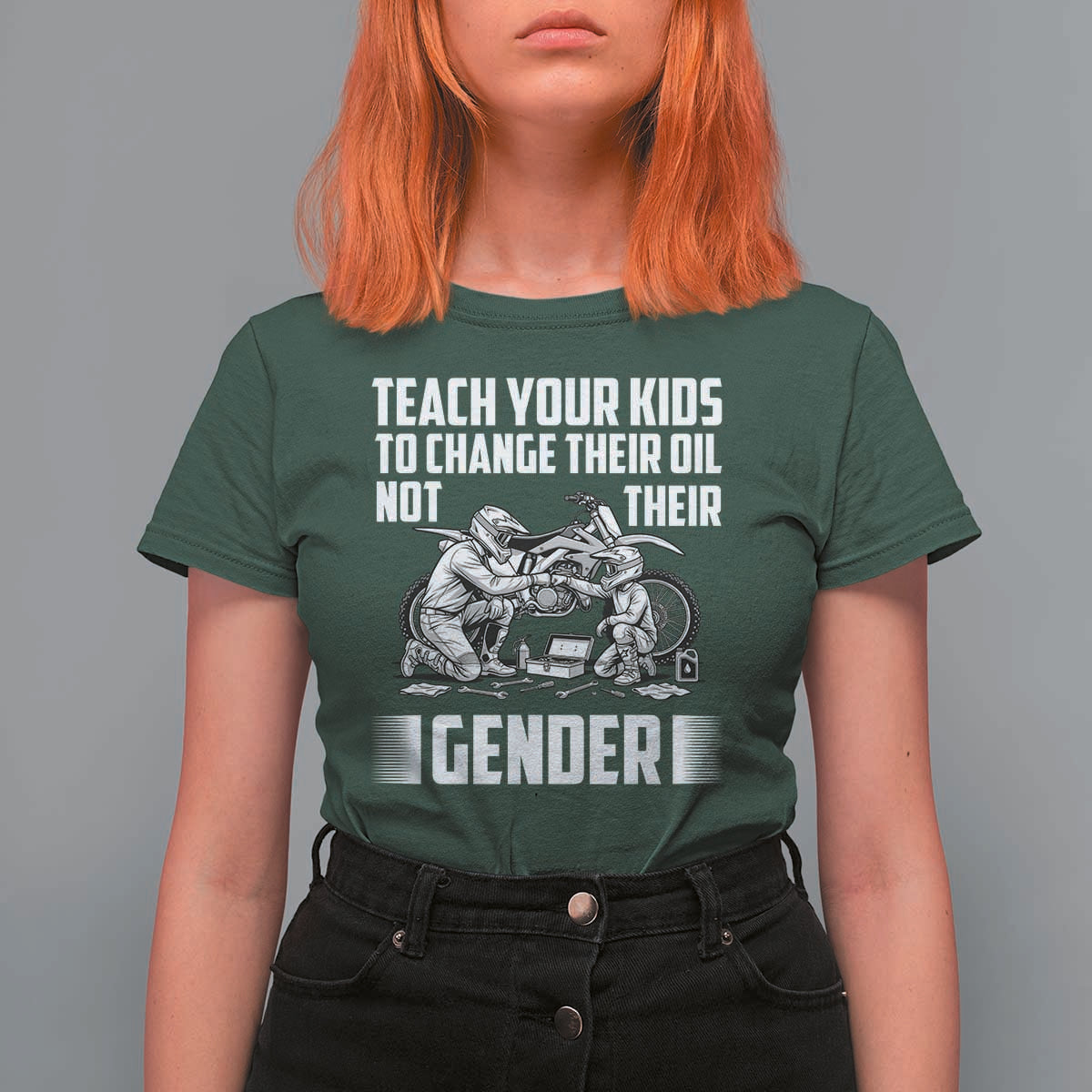 Teach Your Kids To Change Their Oil Not Their Gender T Shirt For Women Political Satire - Wonder Print Shop