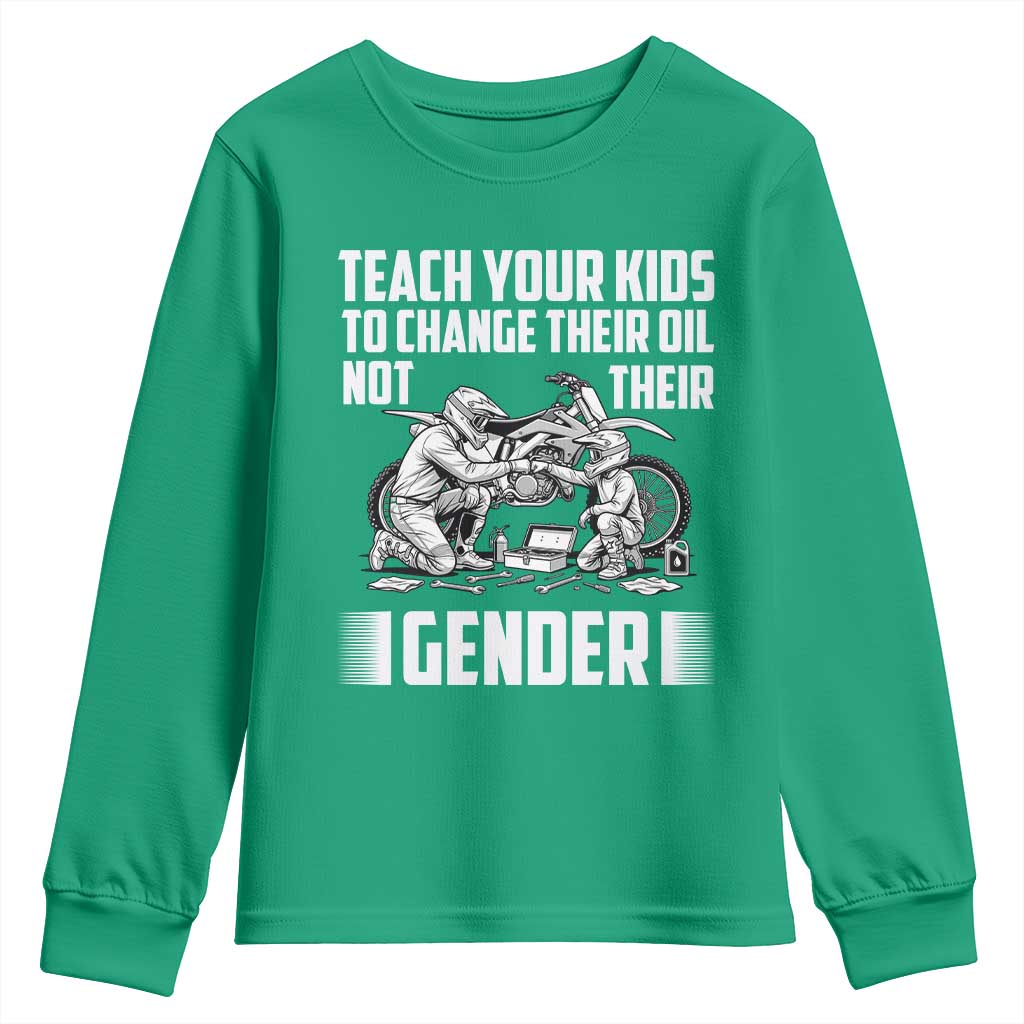 Teach Your Kids To Change Their Oil Not Their Gender Youth Sweatshirt Political Satire - Wonder Print Shop