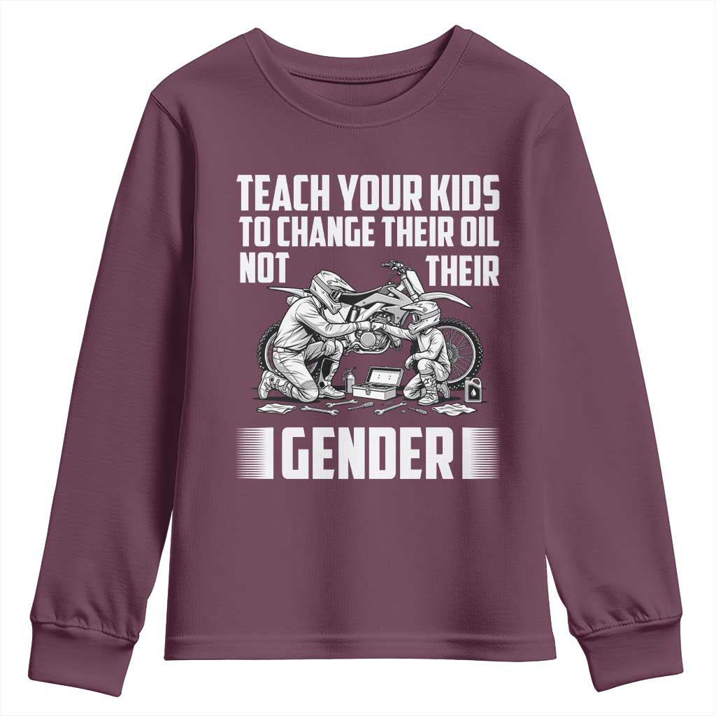 Teach Your Kids To Change Their Oil Not Their Gender Youth Sweatshirt Political Satire - Wonder Print Shop