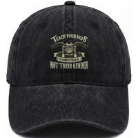 Teach Your Kids to Change Their Oil Not Their Gender Washed Cotton Baseball Cap Funny Mechanic Dad Political Satire