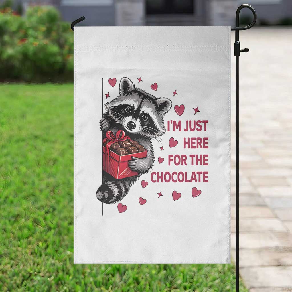 Valentine Racoon Trash Panda Garden Flag I'm Just Here For The Chocolate