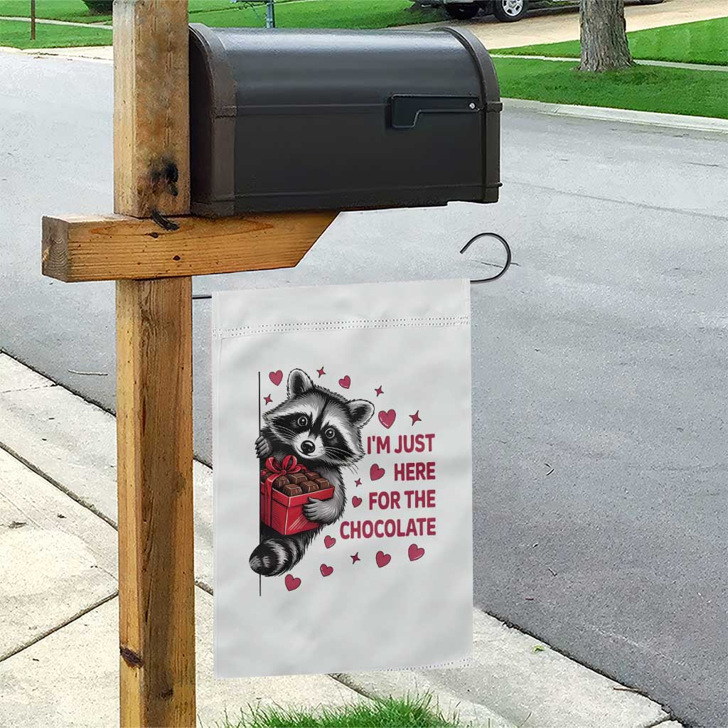 Valentine Racoon Trash Panda Garden Flag I'm Just Here For The Chocolate